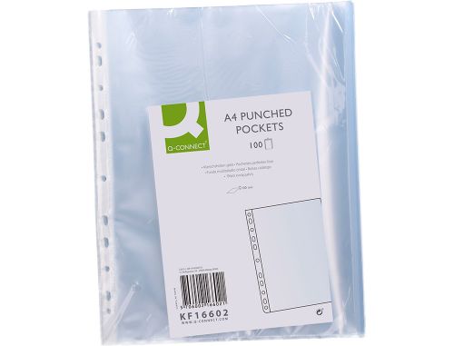 Bolsa catalogo/mica q-connect din a4 100 microns cristal bolsa de 100 unidades , Q-connect , 63395 , 5706002148416
